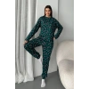 Kadın Şeker Desenli Alt Üst Pijama Takımı-Yeşil