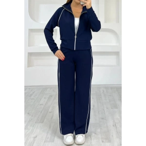 Lacivert Modal Kumaş Şeritli Eşofman Takımı