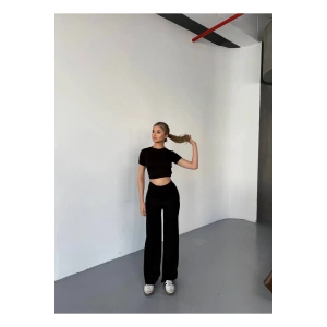 Modal Kumaş Crop Pantolon Takım