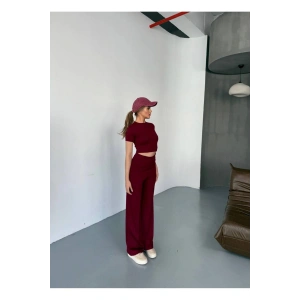 Modal Kumaş Crop Pantolon Takım