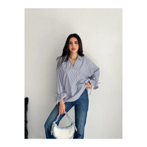 Çizgi Desenli Kolu Bağlamlı Gömlek