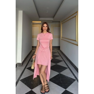 Arkası Uzun Bel Detaylı Elbise