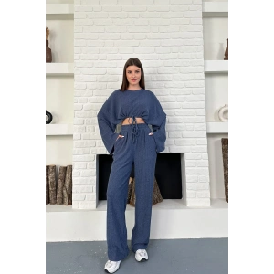 Kadın Uzun Kollu Crop Ve Yüksek Bel Pantolon Alt Üst Takım