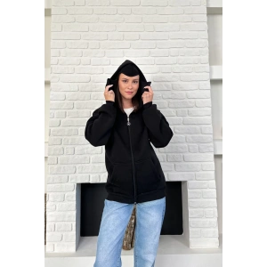 Siyah Unisex Kar Maskeli Samuray Kapüşonlu Oversize Hırka