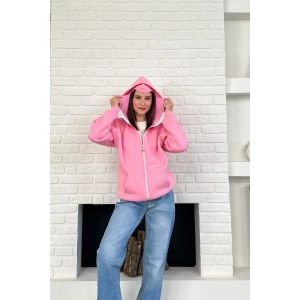 Pembe Unisex Kar Maskeli Samuray Kapüşonlu Oversize Hırka