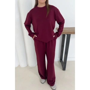 Kadın Bordo Modal Kumaş Rahat Kesim İkili Takım