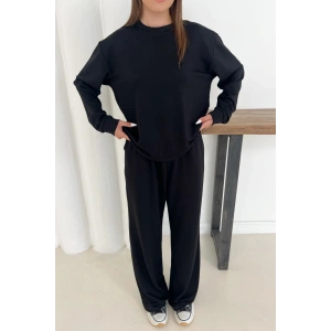 Kadın Siyah Modal Kumaş Rahat Kesim İkili Takım