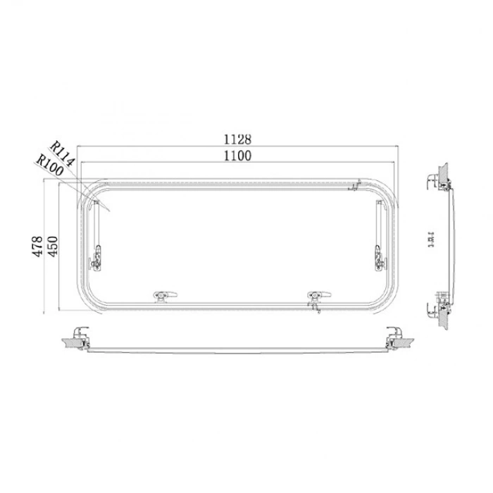 Babarvy Amortisörlü Karavan Camı - 90° açılır 45x110
