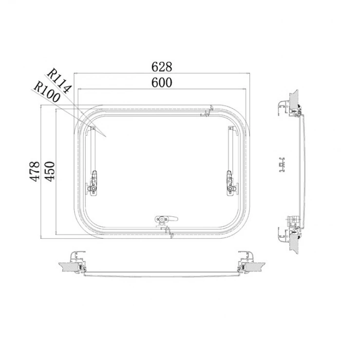 Babarvy Amortisörlü Karavan Camı - 90° açılır 45x60