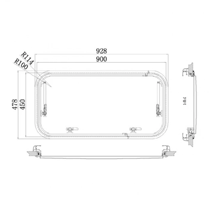 Babarvy Amortisörlü Karavan Camı - 90° açılır 45x90