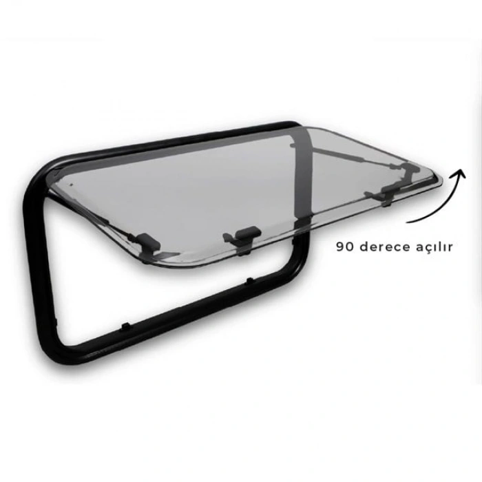 Babarvy Amortisörlü Karavan Camı - 90° açılır 50x90