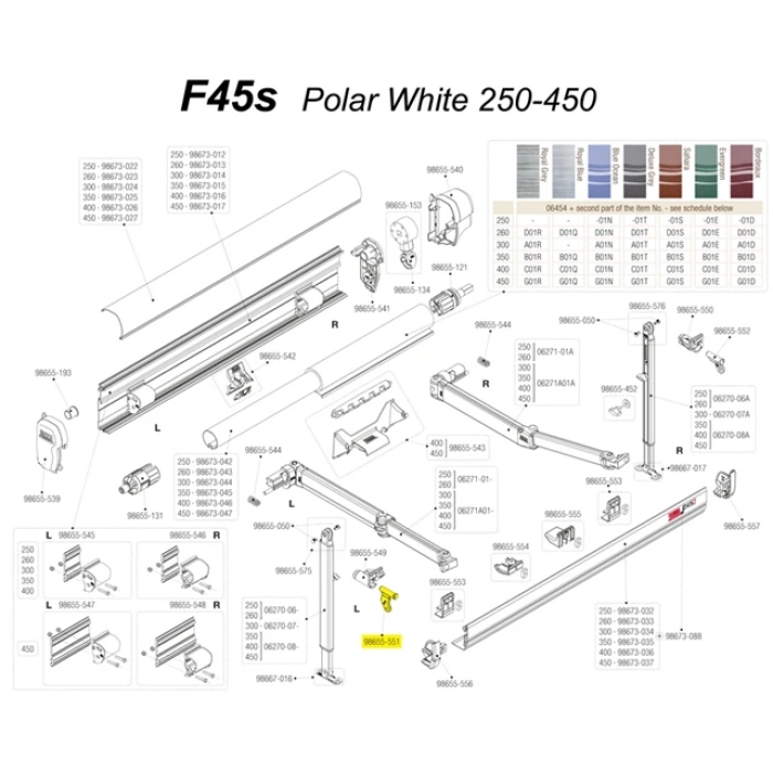Fiamma F45S Sol Direk Üst Eklem Parçası