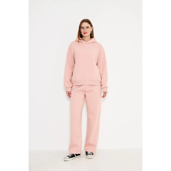 Kadın Kapüşonlu cepli Sweatshirt Pembe