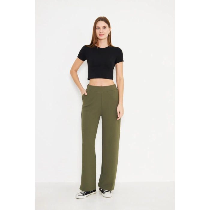 Elastanlı Crop Kısa Kol Tişört Siyah