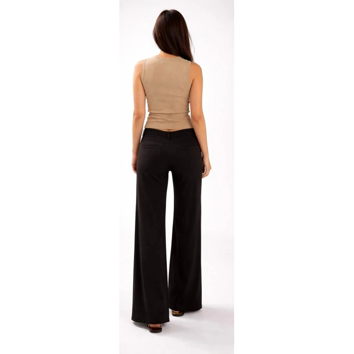 Kadın Taupe V Yaka Kolsuz Slim Fit Ribana Tişört %100 Pamuk Günlük Basic Atlet