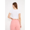 Kadın Elastanlı Crop Kısa Kol Tişört Beyaz