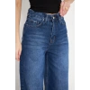 Orta Bel Baggy Model Geniş Paça Kadın Kot Pantolon Lacivert