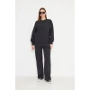 Kadın Bisiklet Yaka Sweatshirt Antrasit