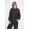 Kadın Bisiklet Yaka Sweatshirt Antrasit