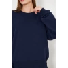 Kadın Bisiklet Yaka Sweatshirt Lacivert
