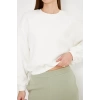 Kadın Bisiklet Yaka Uzun Kollu Sweatshirt Ekru