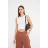 Kadın Kolsuz Crop Atlet Kırık Beyaz