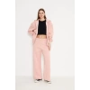 Kadın Kapüşonlu Fermuarlı Sweatshirt Pembe