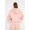 Kadın Kapüşonlu Fermuarlı Sweatshirt Pembe