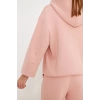 Kadın Kapüşonlu Fermuarlı Sweatshirt Pembe