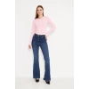 Crop Uzun Kol Elastanlı Tişört Pembe