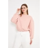 Kadın Bisiklet Yaka Sweatshirt Pembe