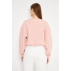 Kadın Bisiklet Yaka Sweatshirt Pembe