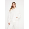 Kadın Kapüşonlu Sweatshirt Ekru