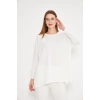 Kaşmir uzun kol salaş Tshirt ECRU
