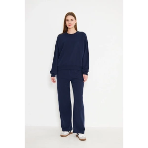 Kadın Bisiklet Yaka Sweatshirt Lacivert