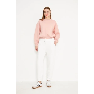 Kadın Bisiklet Yaka Sweatshirt Pembe