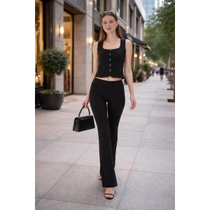 Kadın İspanyol Paça Pantolon Siyah