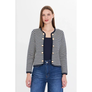 Çizgili Pamuklu Kadın Ceket