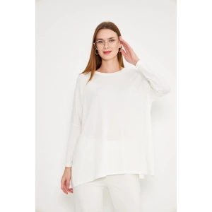 Kaşmir uzun kol salaş Tshirt ECRU