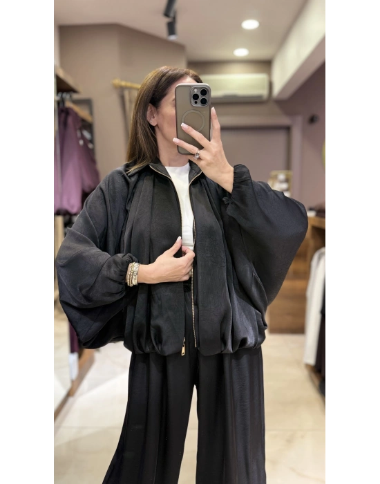 BOMBER SATEN CEKET - SİYAH