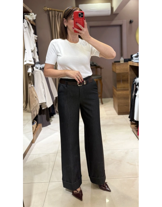 KEMERLİ KIVRIK PAÇA PANTOLON