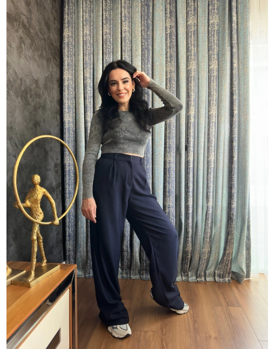 PALAZZO DOKULU KUMAŞ - LACİVERT