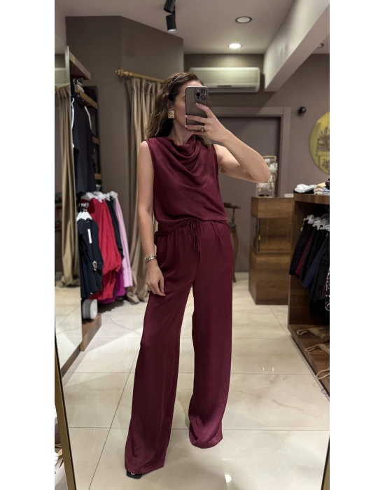 SATEN DEGAJE BLUZ - BORDO