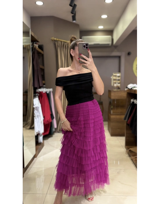 TÜL KAT KAT ETEK - PEMBE
