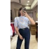 ÇİÇEK DESENLİ TRANSPARAN BLUZ - MAVİ