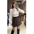 PİLİLİ ÇİFT KEMERLİ ETEK - KAHVERENGİ