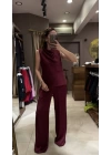 BAĞCIKLI SALAŞ PANTOLON - BORDO