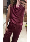 BAĞCIKLI SALAŞ PANTOLON - BORDO