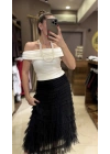 BARDOT YAKA METAL DETAY BLUZ - BEYAZ