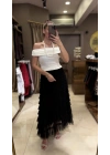 BARDOT YAKA METAL DETAY BLUZ - BEYAZ